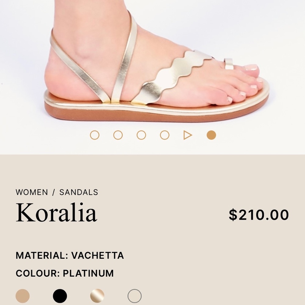 Ancient Greek Sandals Koralia Platinum Metallic Leather Sandals